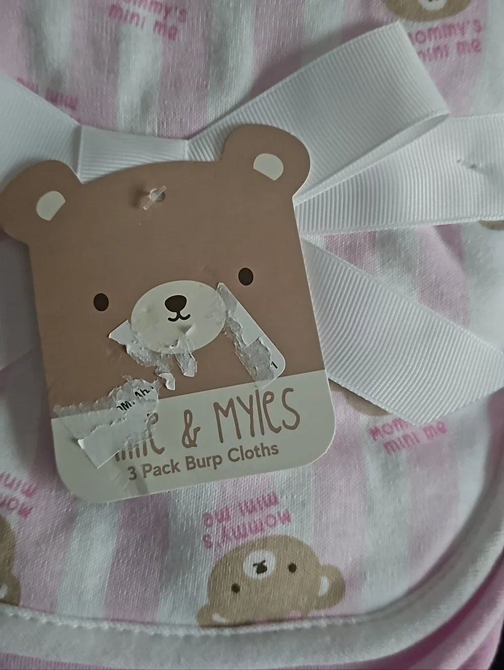 Pink Bear Burp Cloths - 3 Pack